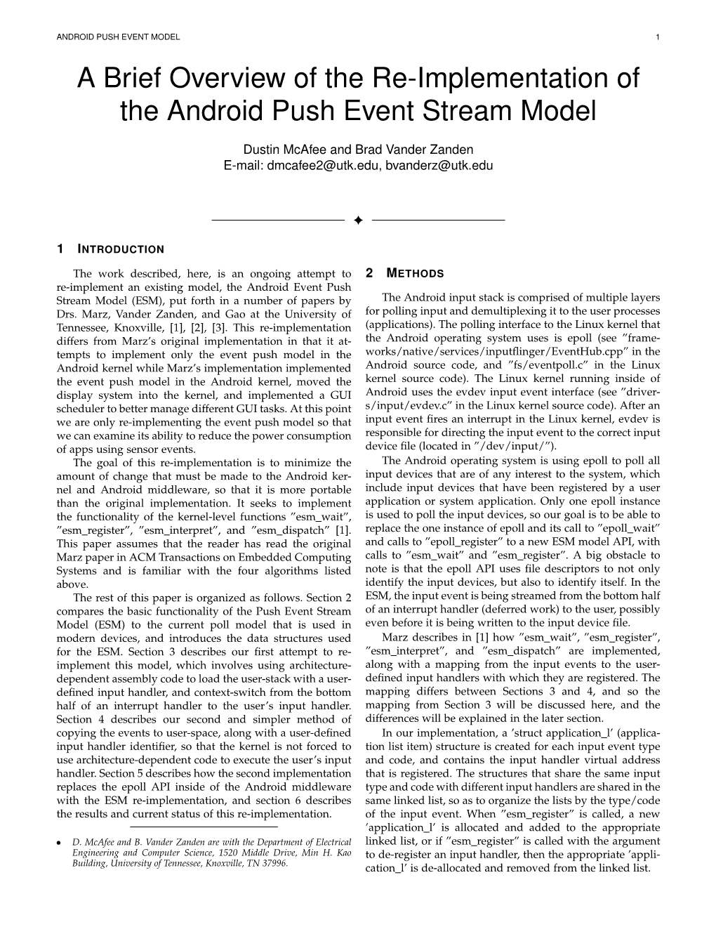 A Brief Overview of the Re-Implementation of the Android Push Event Stream Model