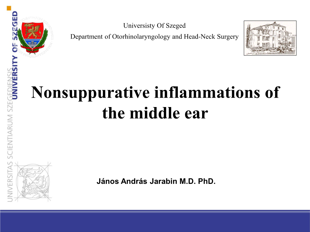 Nonsuppurative Inflammations of the Middle Ear