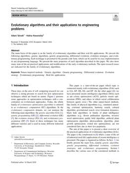Evolutionary Algorithms and Their Applications to Engineering Problems