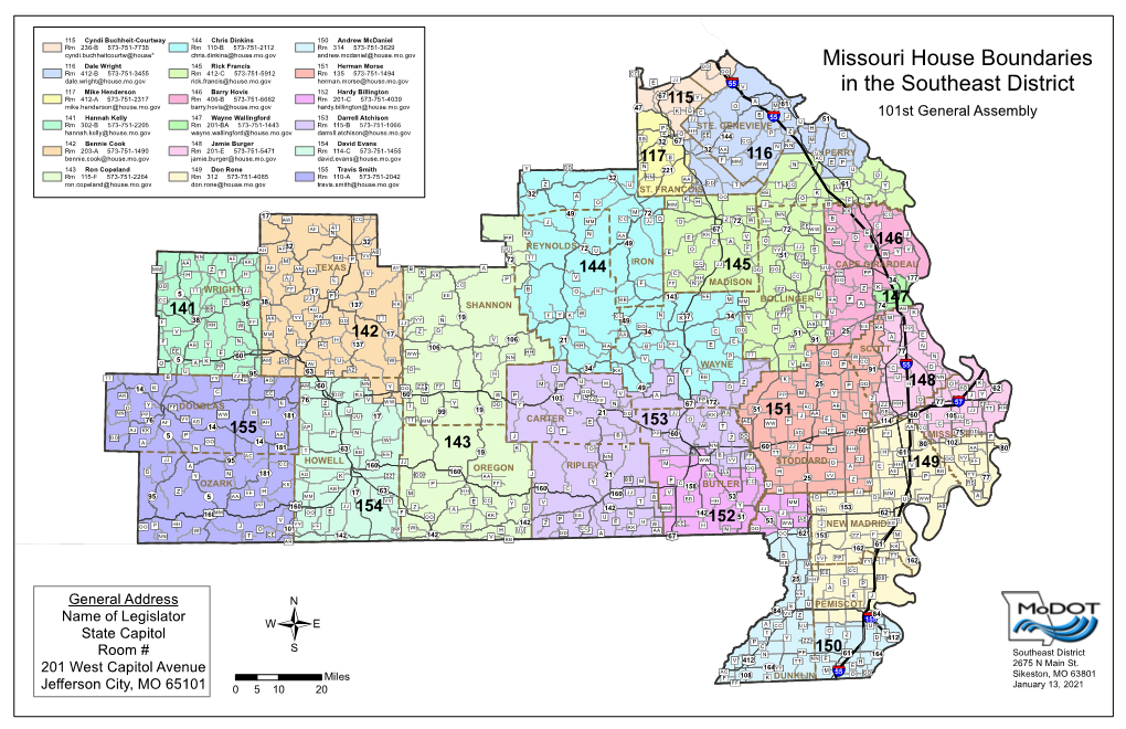 Missouri House Boundaries in the Southeast District