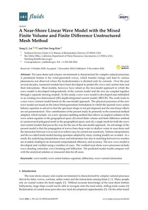 A Near-Shore Linear Wave Model with the Mixed Finite Volume and Finite Diﬀerence Unstructured Mesh Method