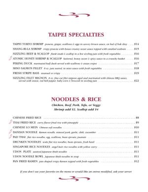 Taipei Specialties Noodles & Rice