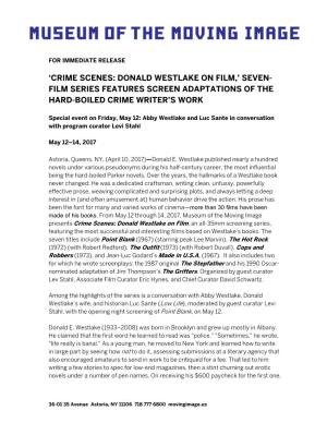 Crime Scenes: Donald Westlake on Film, Seven-Film Series Features