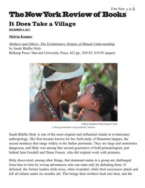It Does Take a Village by Melvin Konner | the New York Review Of