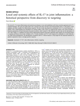 Local and Systemic Effects of IL-17 in Joint Inflammation