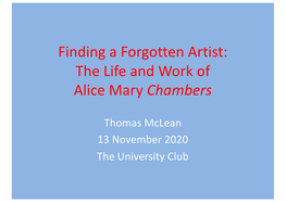 The Life and Work of Alice Mary Chambers