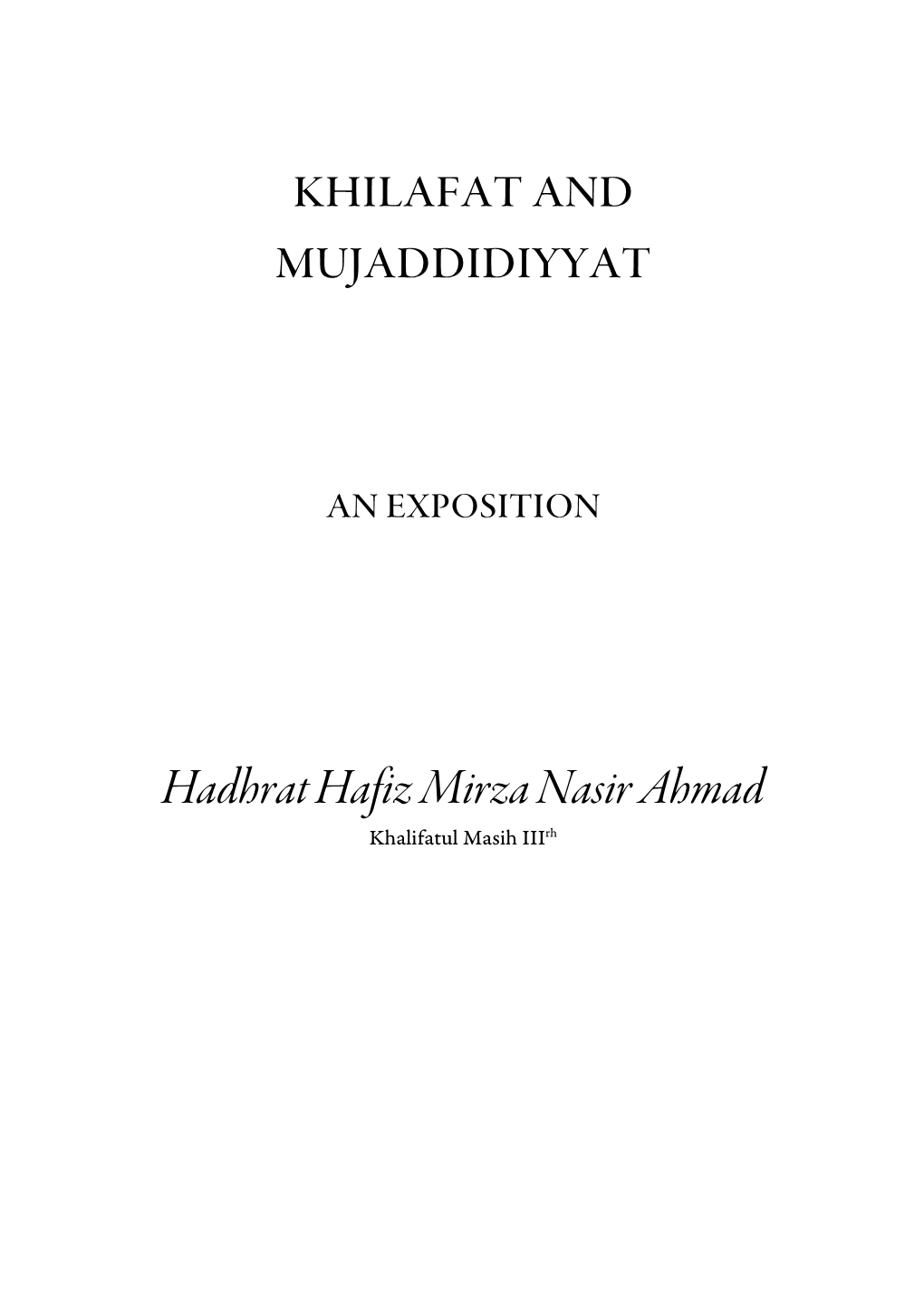 Khilafat and Mujaddidiyyat