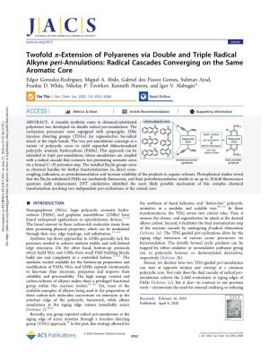 Twofold Π‑Extension of Polyarenes Via Double and Triple Radical Alkyne Peri-Annulations