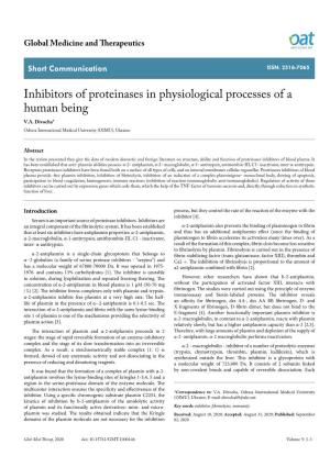 Inhibitors of Proteinases in Physiological Processes of a Human Being V.A