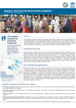 Nigeria: Protection Monitoring Summary As of September and October 2015
