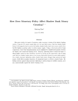 How Does Monetary Policy Affect Shadow Bank Money Creation? I