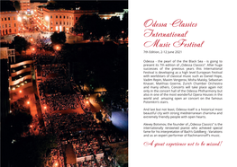 Odessa Classics International Music Festival 7Th Edition, 2-12 June 2021