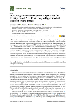 Improving K-Nearest Neighbor Approaches for Density-Based Pixel Clustering in Hyperspectral Remote Sensing Images