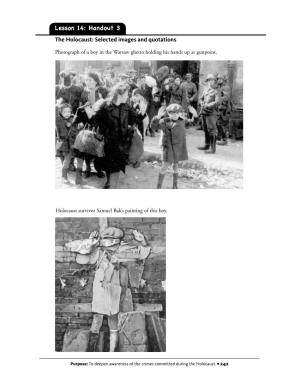 Lesson 14: Handout 3 the Holocaust: Selected Images and Quotations