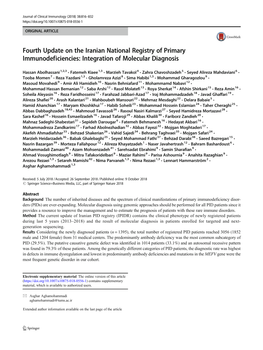 Fourth Update on the Iranian National Registry of Primary Immunodeficiencies: Integration of Molecular Diagnosis