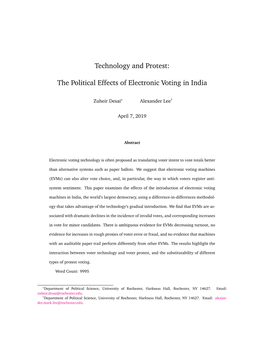 The Political Effects of Electronic Voting in India