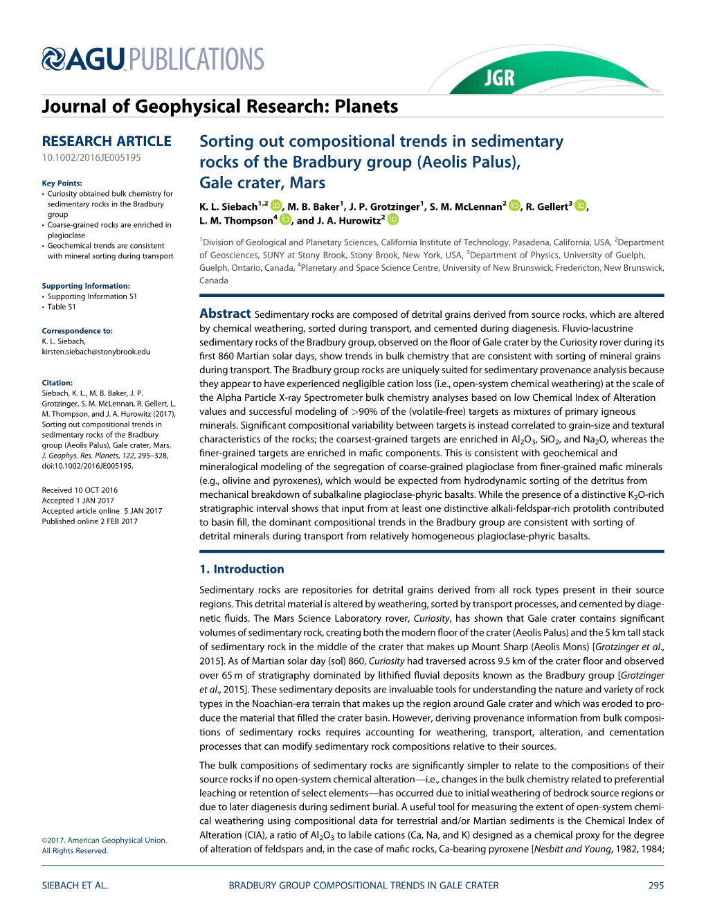 Sorting out Compositional Trends in Sedimentary Rocks of the Bradbury