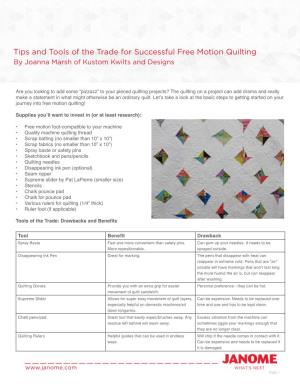 Free Motion Quilting by Joanna Marsh of Kustom Kwilts and Designs