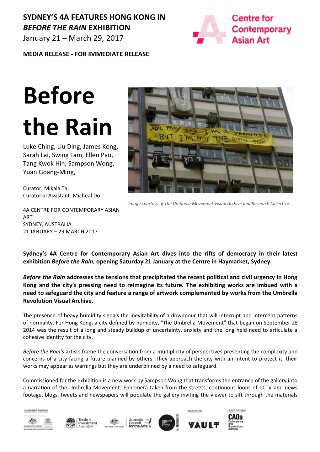 Before the Rain Media Release