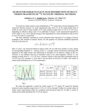 Search for Isobar Nuclei in Mass Distributions of Heavy Fission Fragments of 235U Nuclei by Thermal Neutrons