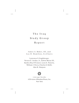 The Iraq Study Group Report: the Way Forward