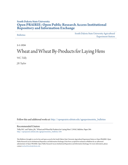 Wheat and Wheat By-Products for Laying Hens W.C