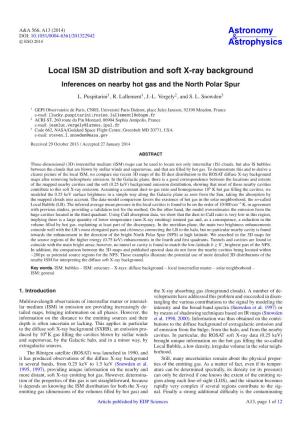 Local ISM 3D Distribution and Soft X-Ray Background Inferences on Nearby Hot Gas and the North Polar Spur
