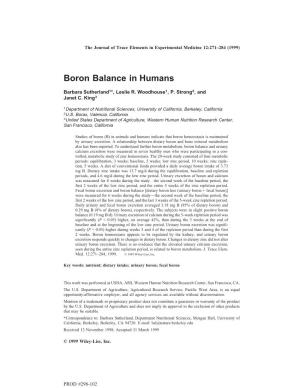 Boron Balance in Humans