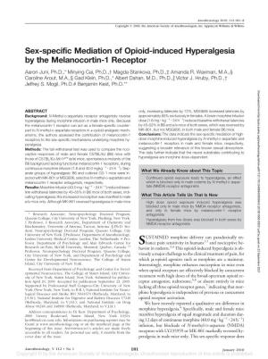 Sex-Specific Mediation of Opioid-Induced Hyperalgesia by the Melanocortin-1 Receptor