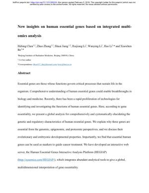 New Insights on Human Essential Genes Based on Integrated Multi