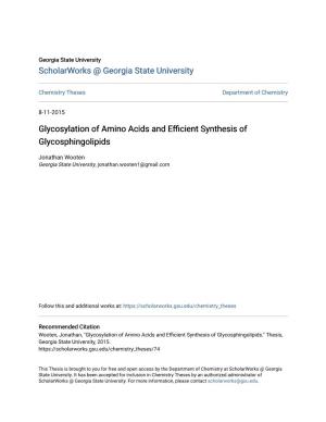 Glycosylation of Amino Acids and Efficient Synthesis of Glycosphingolipids