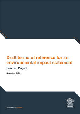 Urannah Project Draft Terms of Reference for an Environmental Impact Statement