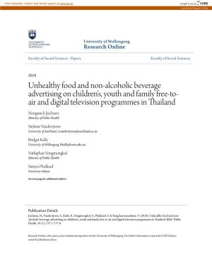 Unhealthy Food and Non-Alcoholic Beverage Advertising on Children's