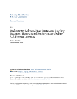 Backcountry Robbers, River Pirates, and Brawling Boatmen: Transnational Banditry in Antebellum U.S