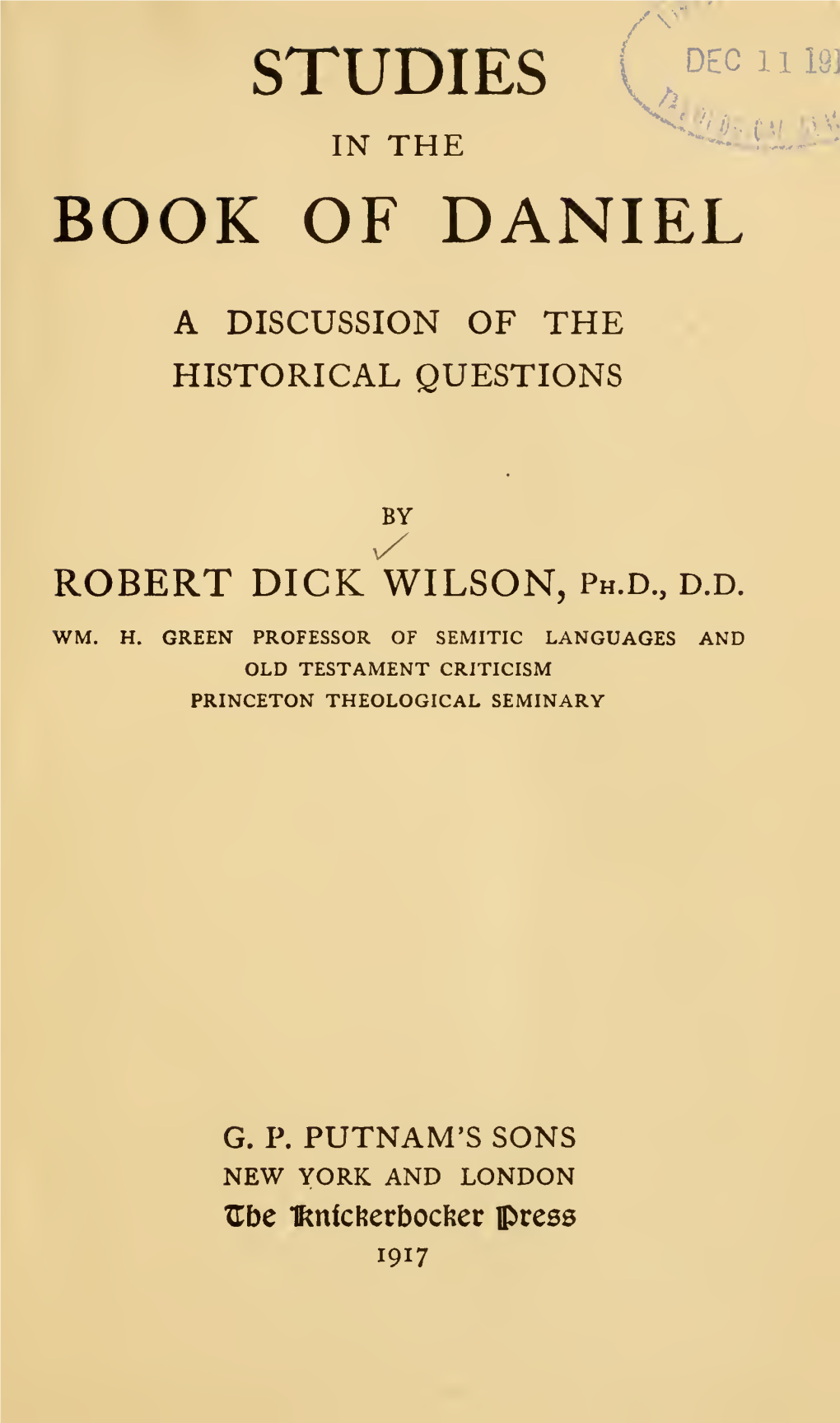 Wilson, Studies in the Book of Daniel