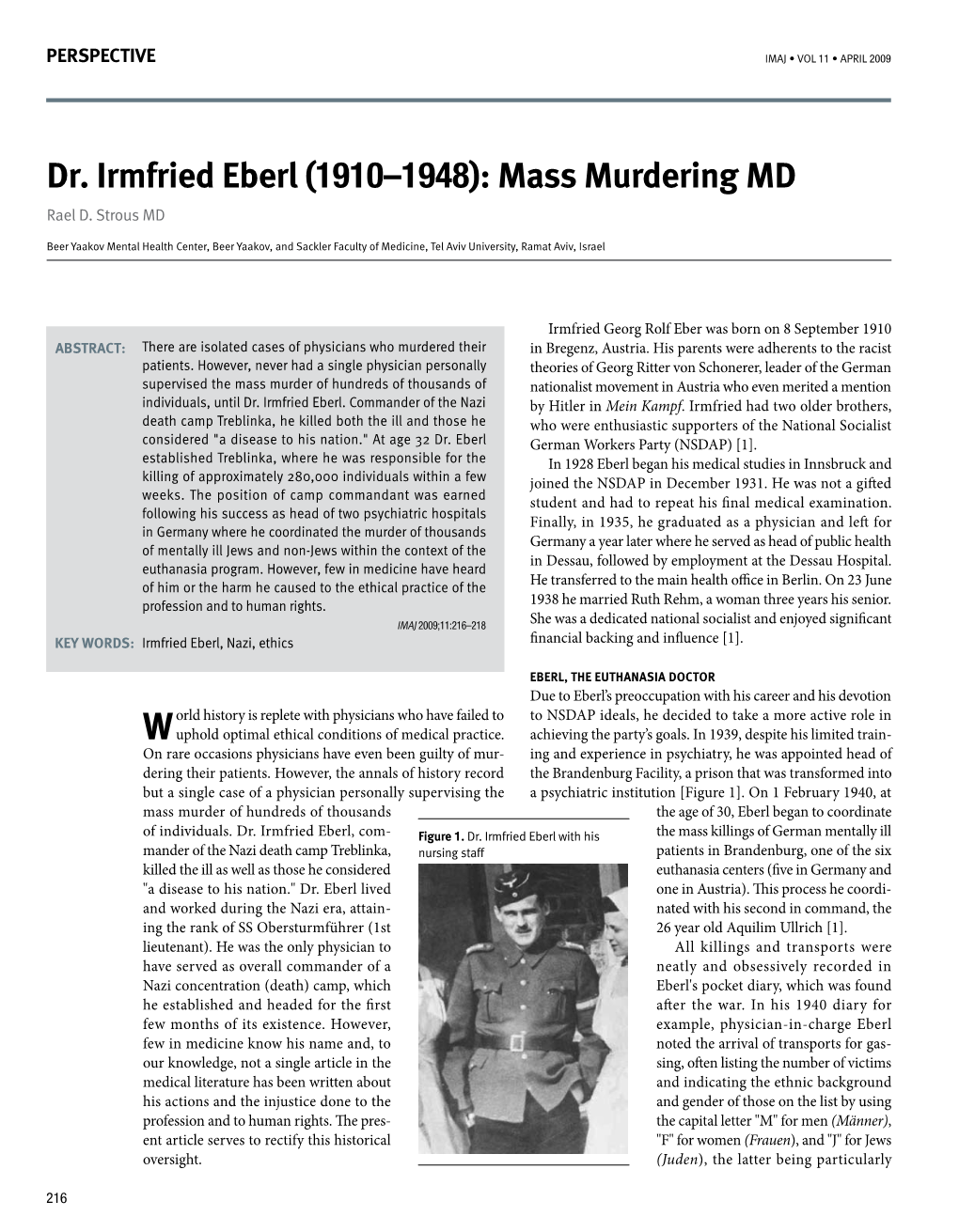 Dr. Irmfried Eberl (1910–1948): Mass Murdering MD Rael D - DocsLib