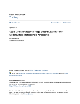 Social Media's Impact on College Student Activism: Senior Student Affairs Professional's Perspectives