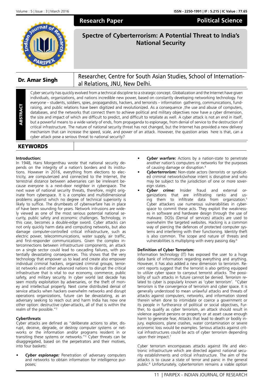 Research Paper Spectre of Cyberterrorism