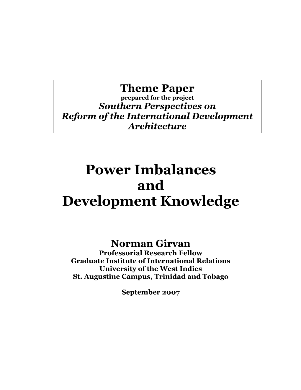 Power Imbalances and Development Knowledge