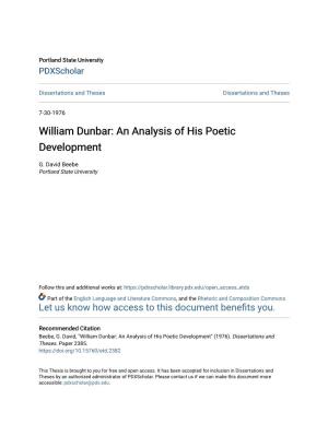 William Dunbar: an Analysis of His Poetic Development