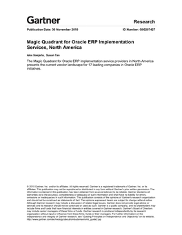 Research Magic Quadrant for Oracle ERP Implementation Services