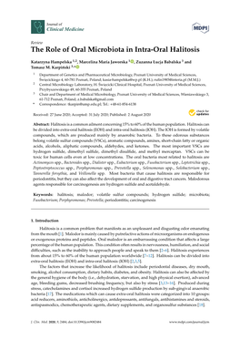 The Role of Oral Microbiota in Intra-Oral Halitosis