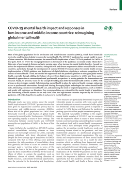 COVID-19 Mental Health Impact and Responses in Low-Income and Middle-Income Countries: Reimagining Global Mental Health