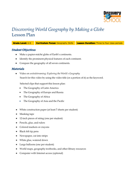 Discovering World Geography by Making a Globe Lesson Plan