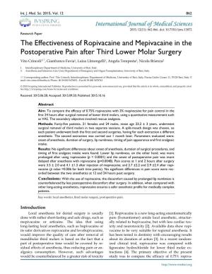 The Effectiveness of Ropivacaine and Mepivacaine in the Postoperative