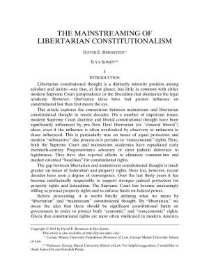 The Mainstreaming of Libertarian Constitutionalism