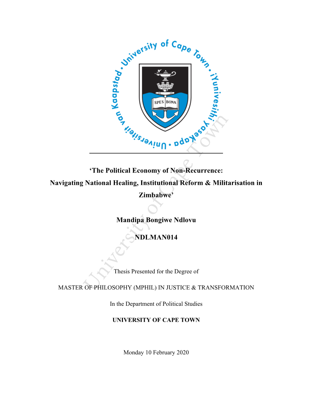 Thesis Hum 2020 Ndlovu Mandipa Bongiwe