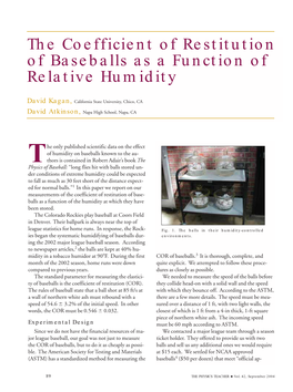 The Coefficient of Restitution of Baseballs As a Function of Relative Humidity