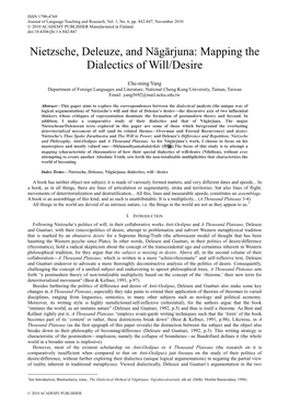 Nietzsche, Deleuze, and Nāgārjuna: Mapping the Dialectics of Will/Desire