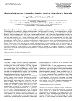 Quambalaria Species: Increasing Threat to Eucalypt Plantations in Australia